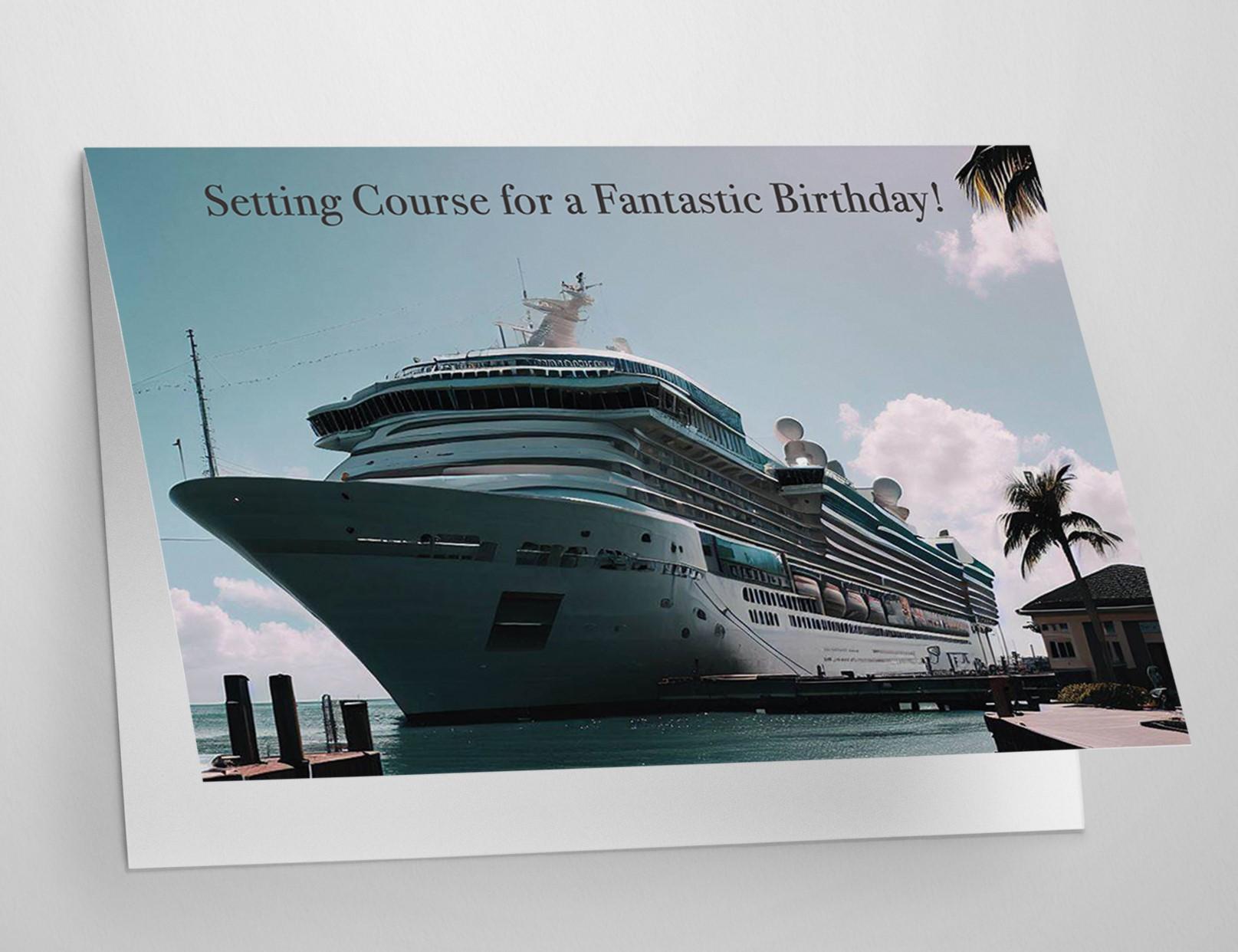 Cruise Ship Birthday Card, Sailing & Ocean Theme