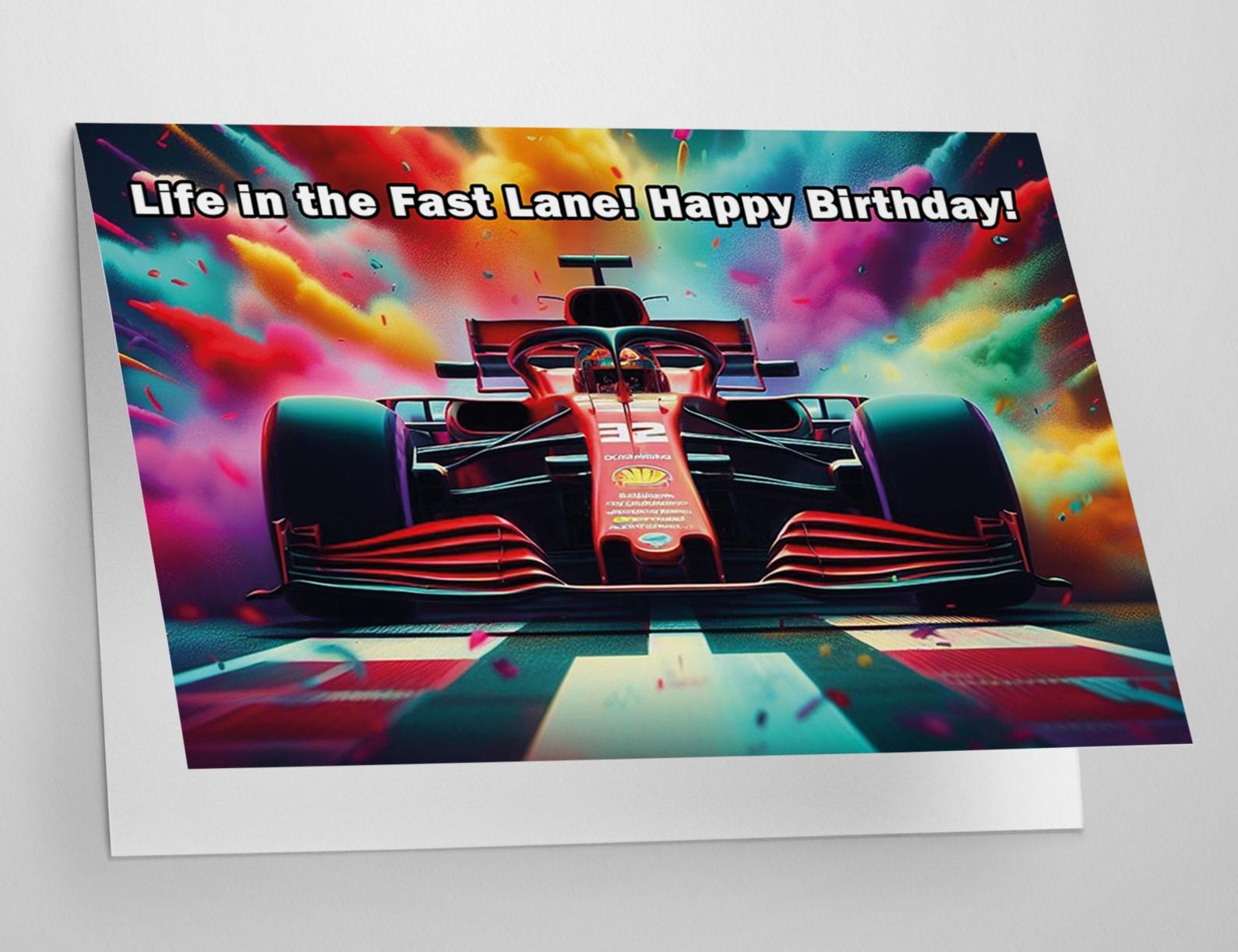F1 Racing Birthday Card Life in the Fast Lane