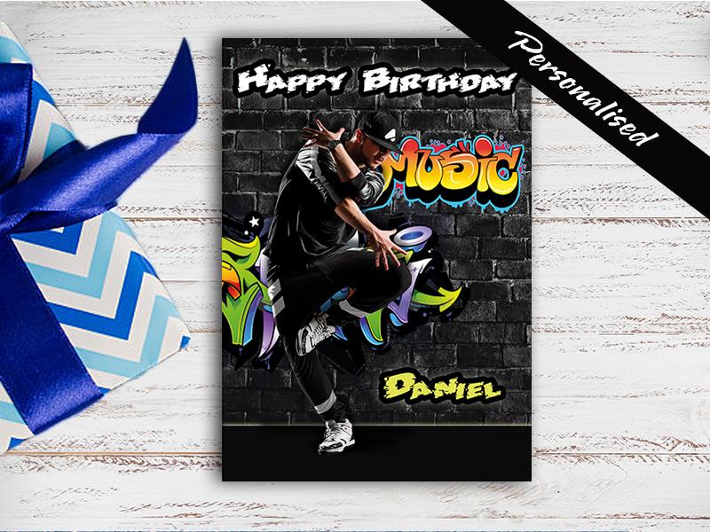 Personalised Street Dance Birthday Card Hip Hop Graffiti