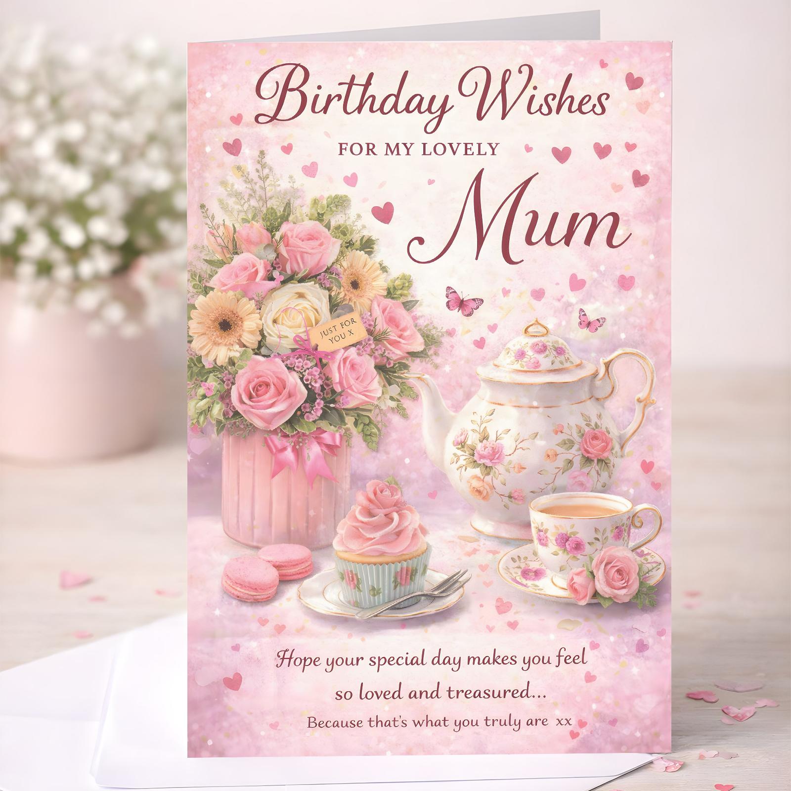 Birthday Card for Mum – Floral Tea Design