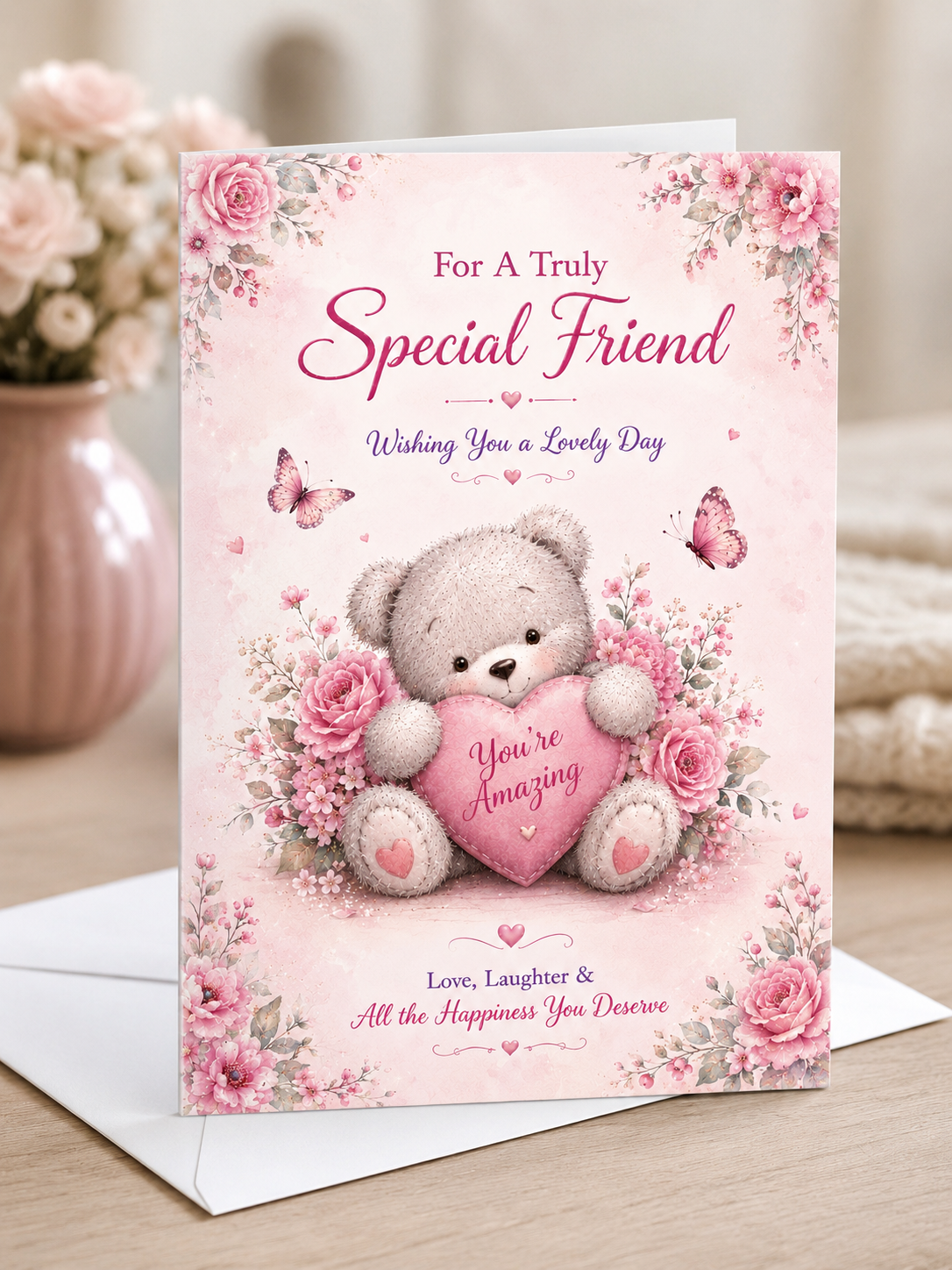 Special Friend Greeting Card Cute Teddy Bear A5 Birthday Friendship Card greeting card