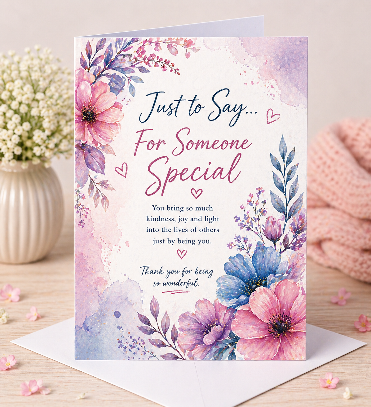 For Someone Special Card A5 – Just to Say Card – Floral Greeting Card Friend greeting card